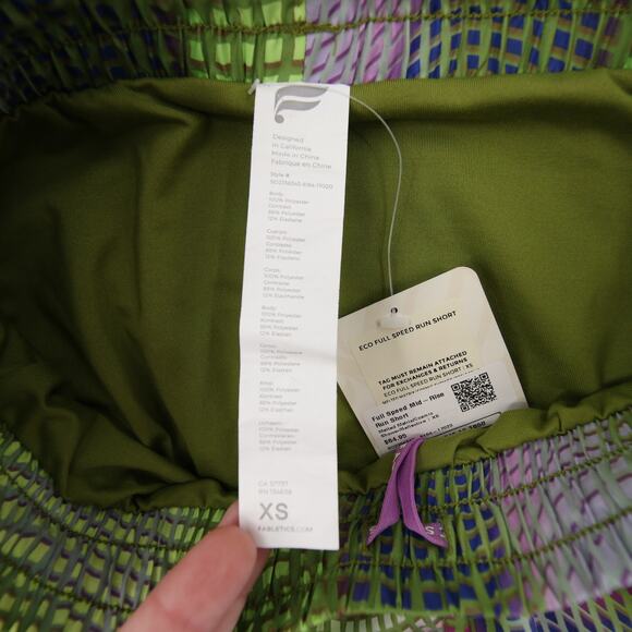 Fabletics Shorts Green Pink Multicolor Mid Rise Running Zipper Pocket XS NWT - Picture 10 of 14